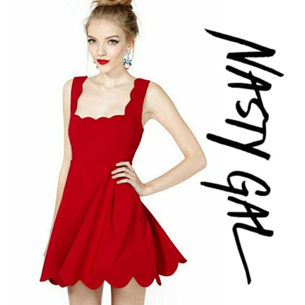 Nasty gal red scallop dress